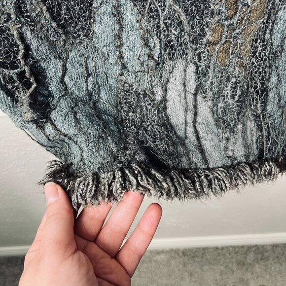 Marianne Kooimans Japanese Blue & Gray Eroded Wool Knit knee-length pencil skirt - Picture 6 of 12